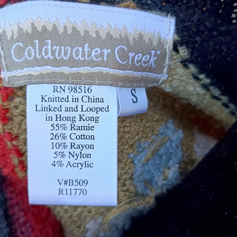 Vintage Coldwater Creek Geometric Patterned Sweater - Black, Red, Green_S - Picture 6 of 6